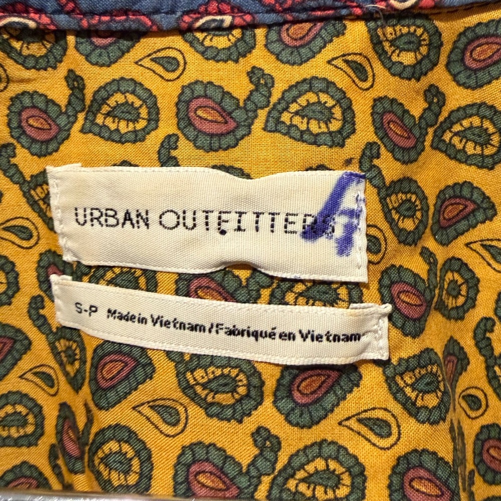 Urban Outfitters Womens Paisley Colorblock Button Down Shirt Blue Yellow Small - Picture 4 of 7